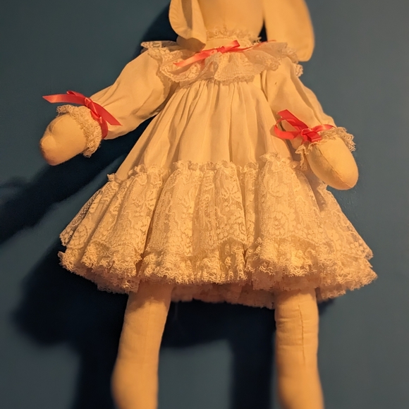 Rabbit vintage doll rabbit adorable with no face beautiful dress - Picture 2 of 10